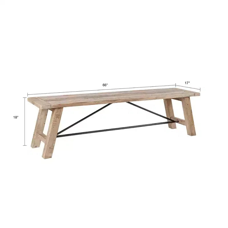 Banc de rangement 2 places en pin et métal (rectangulaire, 2 places)