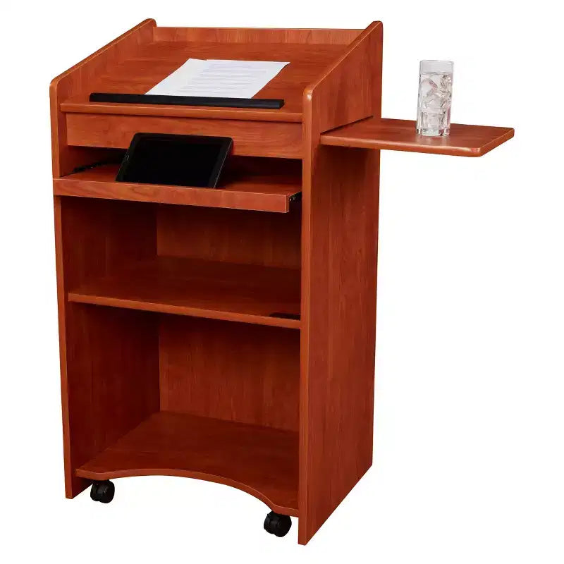 Lutrin composite bois rouge avec étagère coulissante, 1 personne