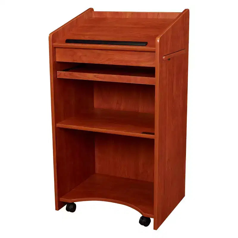 Lutrin composite bois rouge avec étagère coulissante, 1 personne