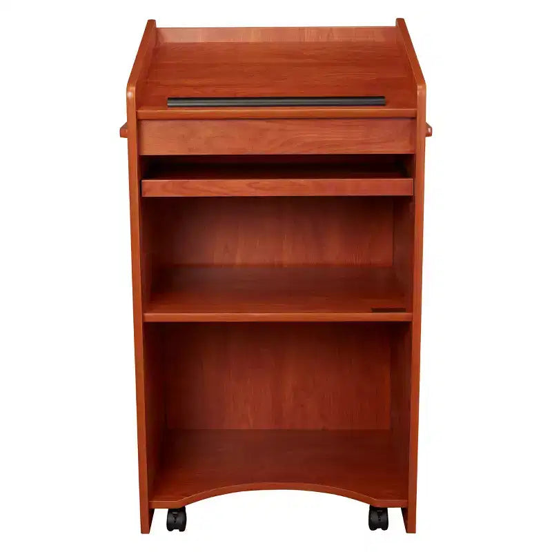 Lutrin composite bois rouge avec étagère coulissante, 1 personne