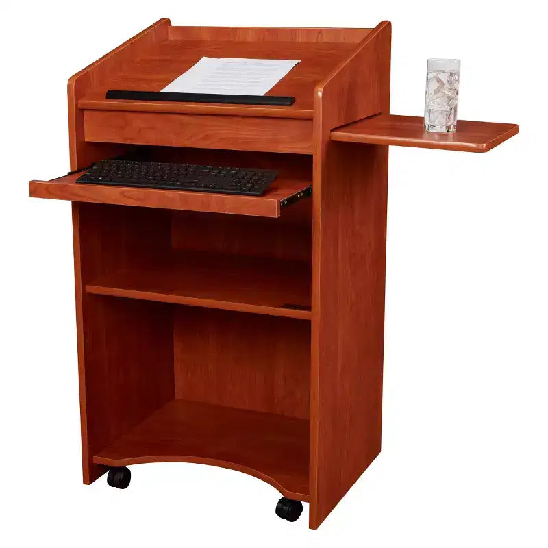 Lutrin composite bois rouge avec étagère coulissante, 1 personne