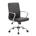 Task Chair with Fixed Arms Black - Boss Office Products: Upholstered, Metal Frame, Adjustable Height, Casters/Wheels
