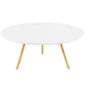36" Lippa Round Wood Top Coffee Table with Tripod Base Gold/White - Modway: Mid-Century Modern, Scratch-Resistant, MDF