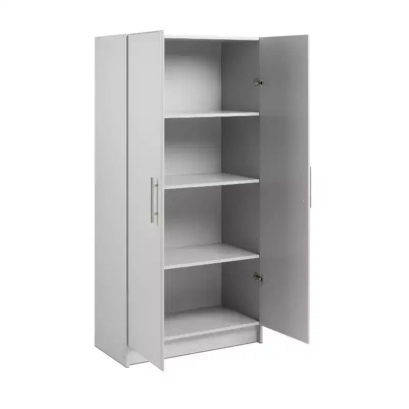 Armoire de rangement autonome 2 portes gris clair, assemblage par 1 personne