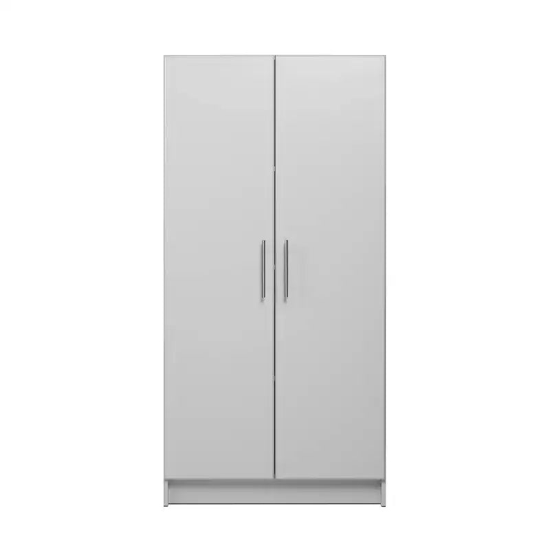 Armoire de rangement autonome 2 portes gris clair, assemblage par 1 personne