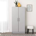 Armoire de rangement autonome 2 portes gris clair, assemblage par 1 personne