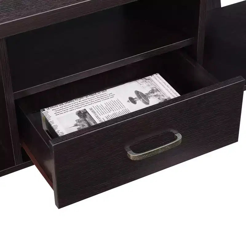 Console marron avec 1 tiroir et 3 étagères, 1 place assise