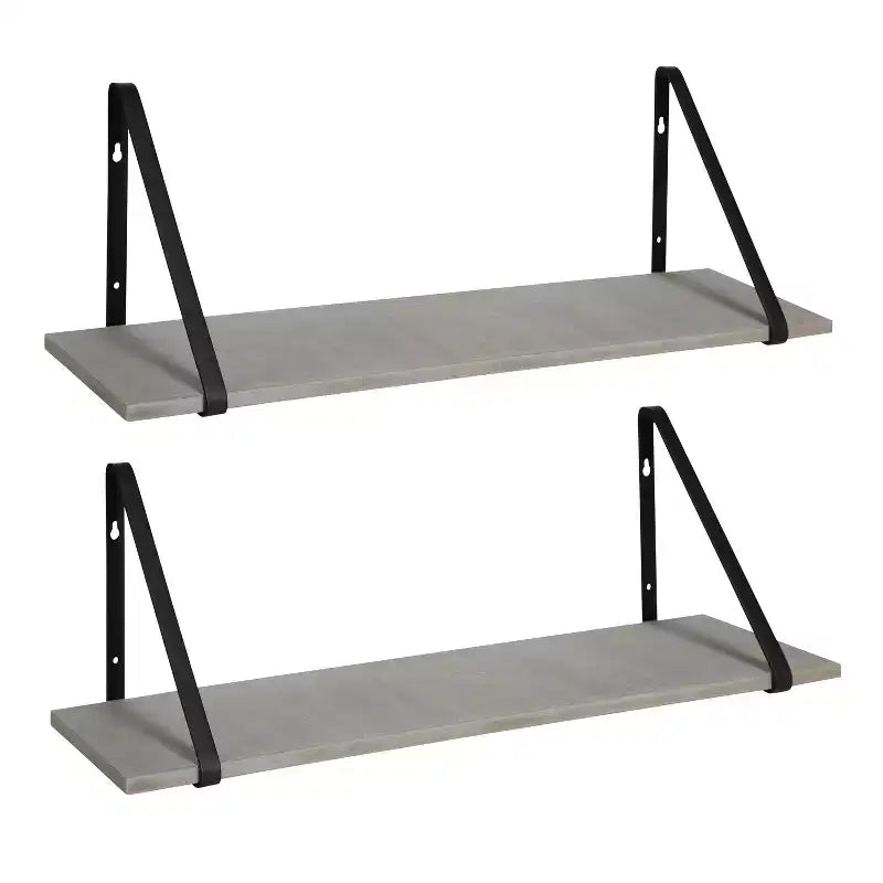 Étagère murale en bois blanc/or et gris/noir avec supports, paquet de 2