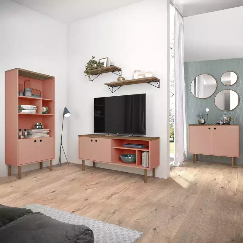 Console scandinave 1 personne blanc cassé / rose céramique / gris
