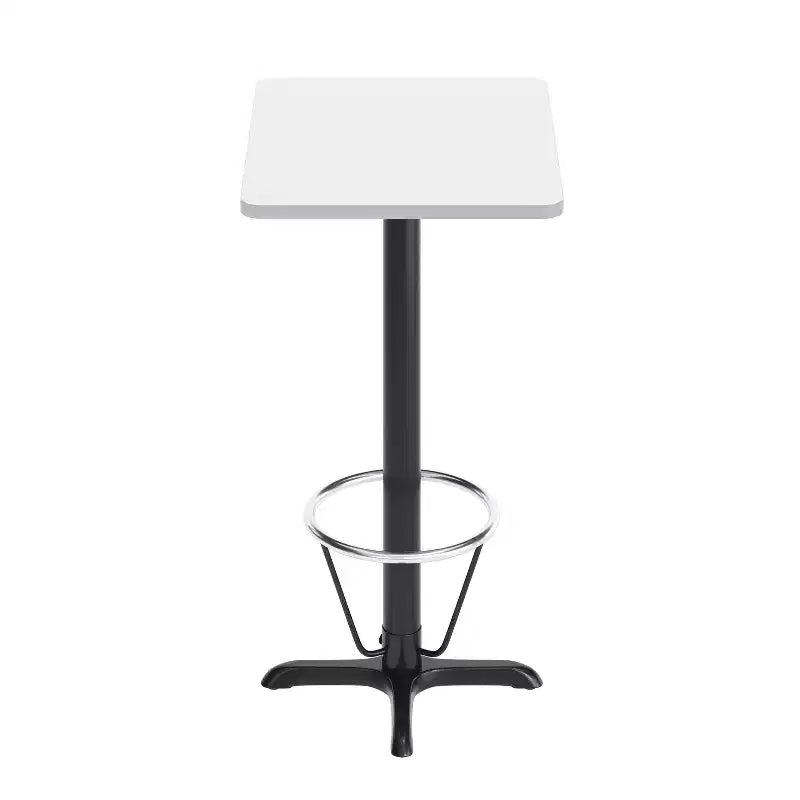 Table rectangulaire gris/blanc, hauteur bar, avec repose-pieds, 2 places