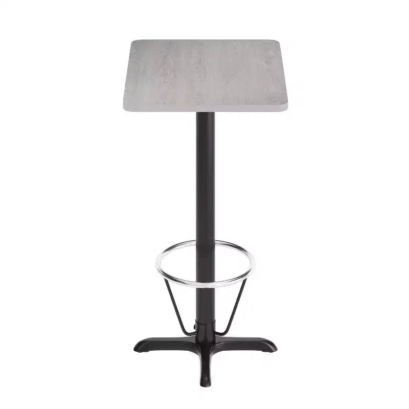 Table rectangulaire gris/blanc, hauteur bar, avec repose-pieds, 2 places