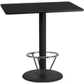 Flash Furniture 30'' x 48'' Rectangular Laminate Table Top with 24'' Round Bar Height Table Base and Foot Ring