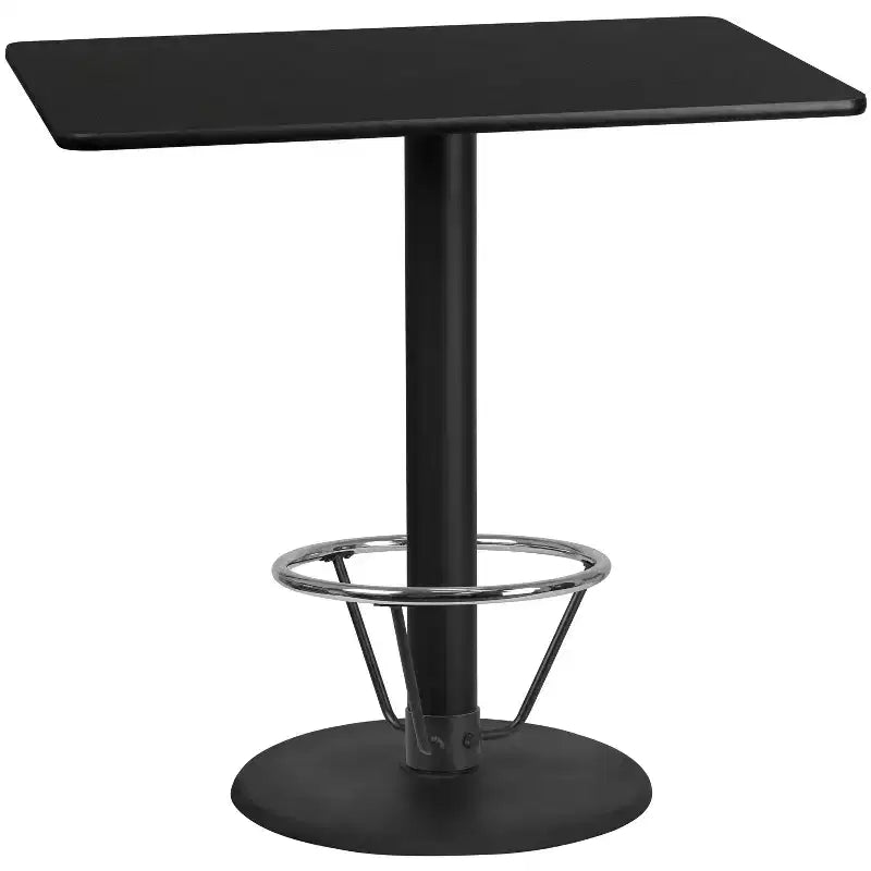Flash Furniture 30'' x 48'' Rectangular Laminate Table Top with 24'' Round Bar Height Table Base and Foot Ring