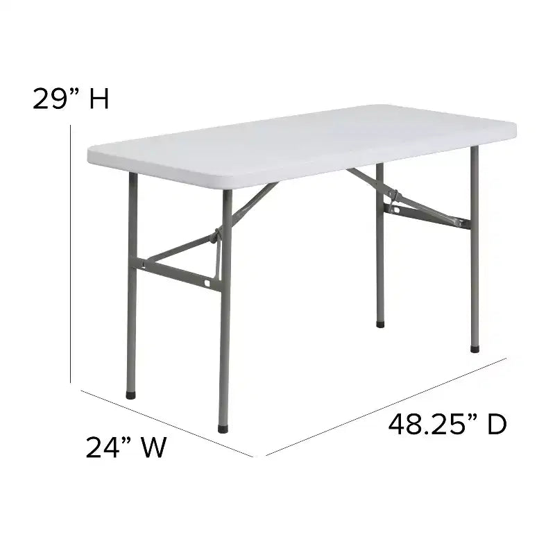 Table pliante rectangulaire blanche, 4 places assises