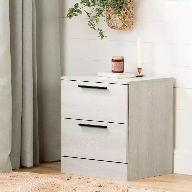 Table de chevet à 2 tiroirs – Chêne gris / Chêne, style moderne