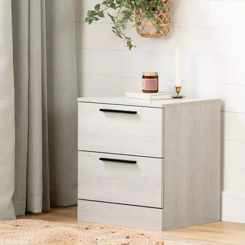 Table de chevet à 2 tiroirs – Chêne gris / Chêne, style moderne