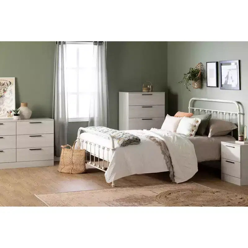 Table de chevet à 2 tiroirs – Chêne gris / Chêne, style moderne