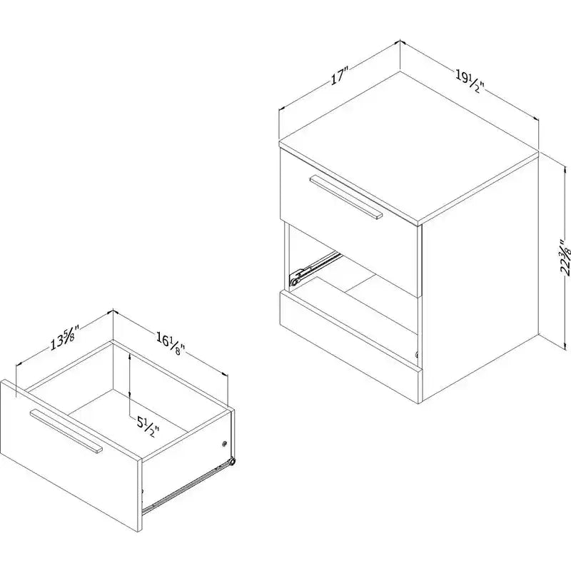 Table de chevet à 2 tiroirs – Chêne gris / Chêne, style moderne