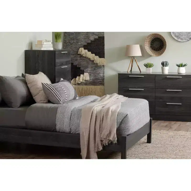 Table de chevet à 2 tiroirs – Chêne gris / Chêne, style moderne