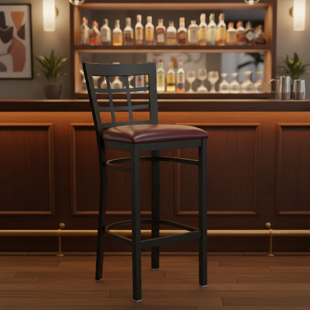 Flash Furniture Black Window Back Metal Restaurant Barstool
