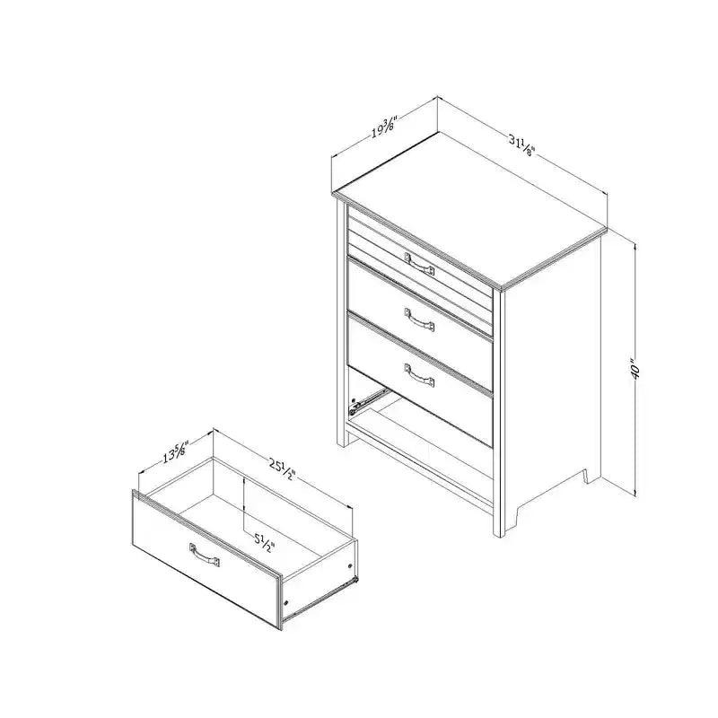 Commode à 4 tiroirs Chêne Foncé / Myrtille, Monoposte