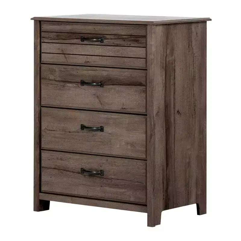 Commode à 4 tiroirs Chêne Foncé / Myrtille, Monoposte