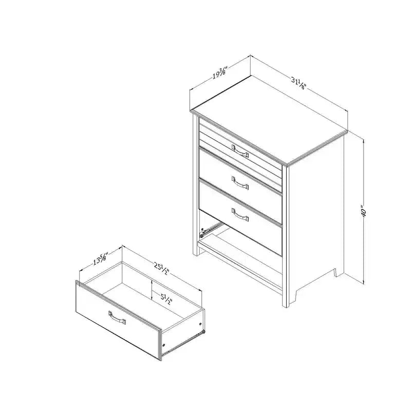 Commode à 4 tiroirs Chêne Foncé / Myrtille, Monoposte