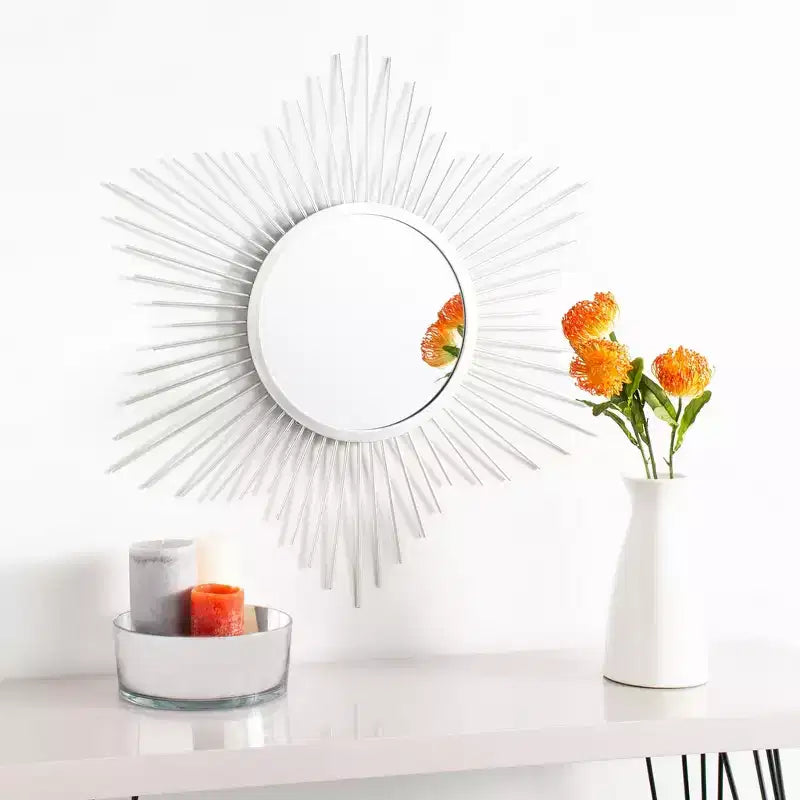 Miroir mural rond soleil doré