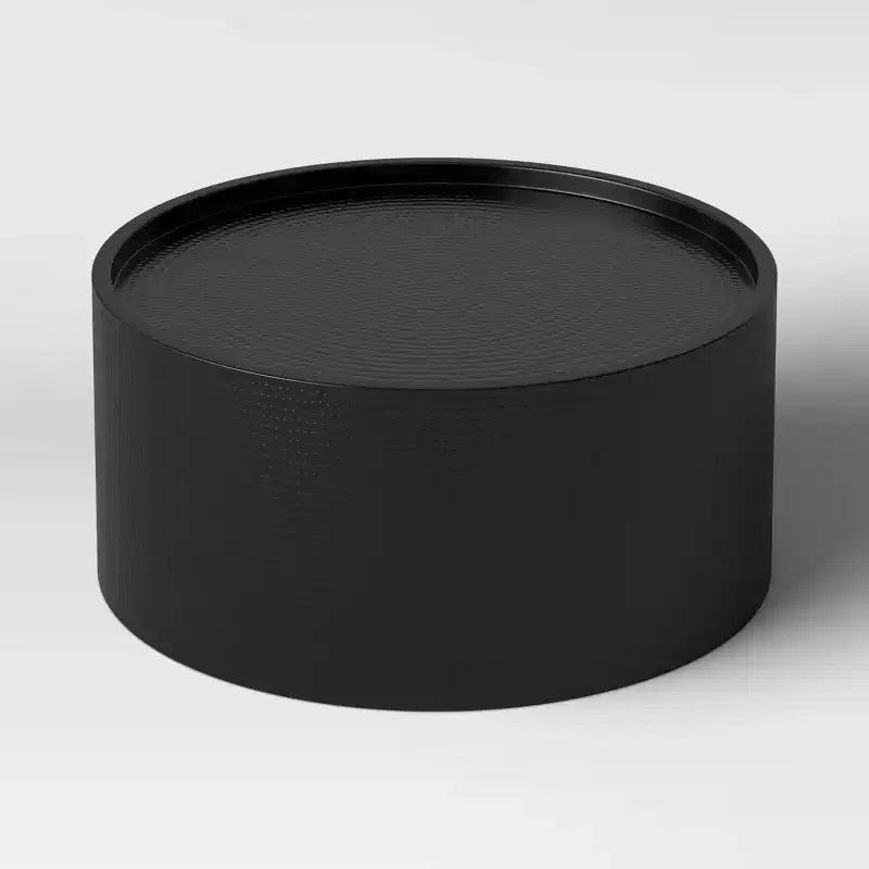Table basse en laiton/noir martelé, ronde, en forme de C, 1 pièce