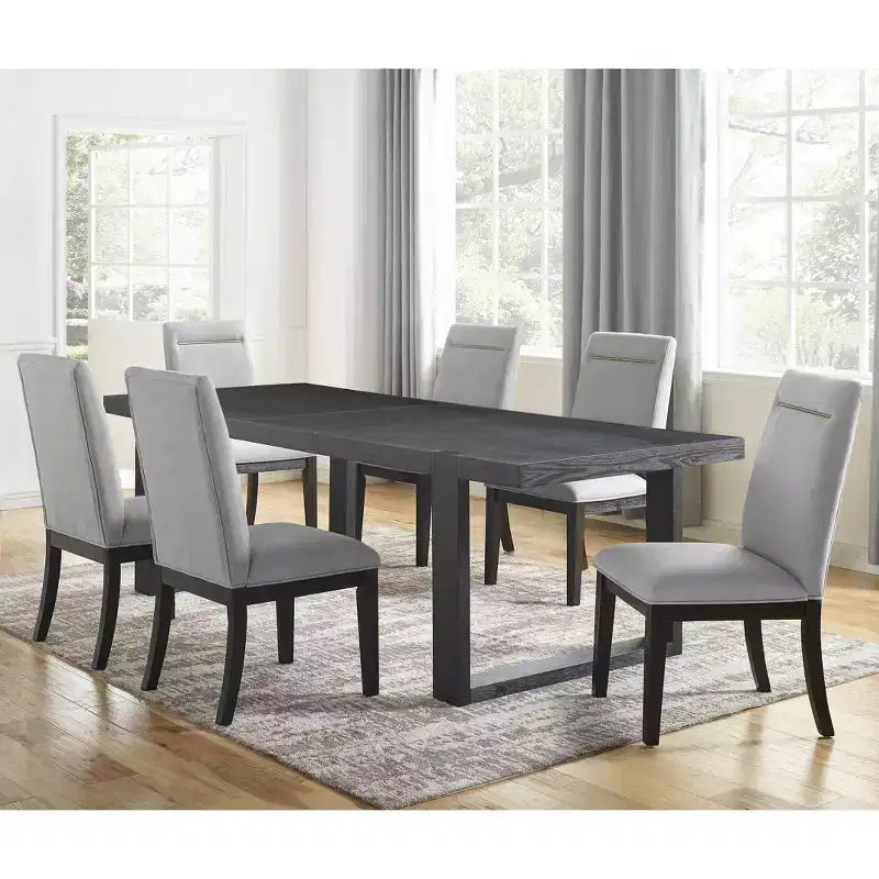 Lot de 2 chaises d'appoint grises sans accoudoirs à dossier haut capitonné
