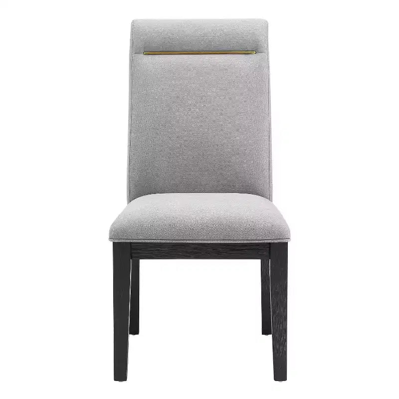 Lot de 2 chaises d'appoint grises sans accoudoirs à dossier haut capitonné