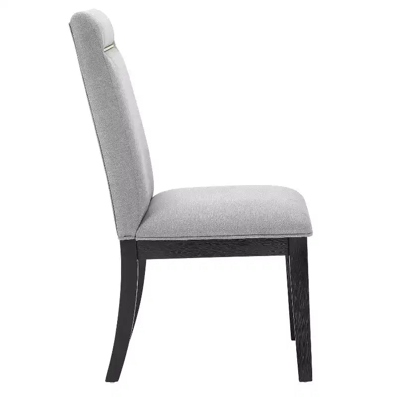 Lot de 2 chaises d'appoint grises sans accoudoirs à dossier haut capitonné
