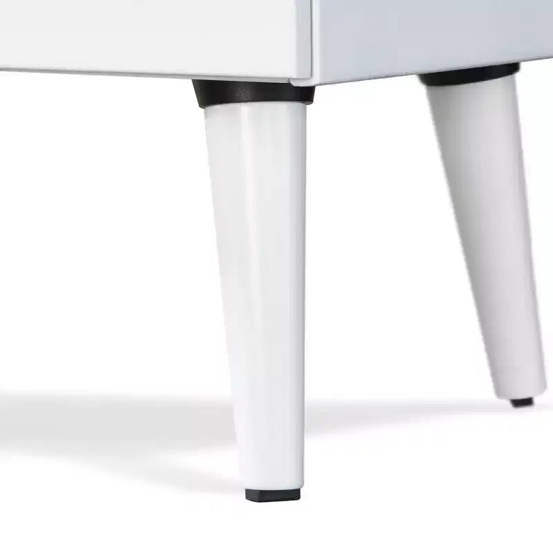 Table de chevet 2 tiroirs, Noir/Blanc, Rectangulaire, Individuel