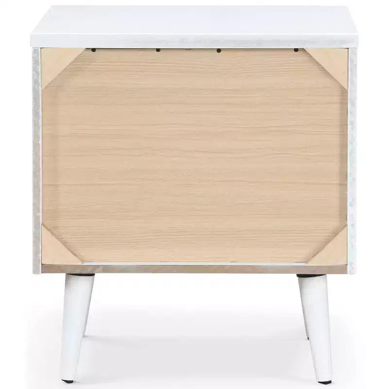 Table de chevet 2 tiroirs, Noir/Blanc, Rectangulaire, Individuel