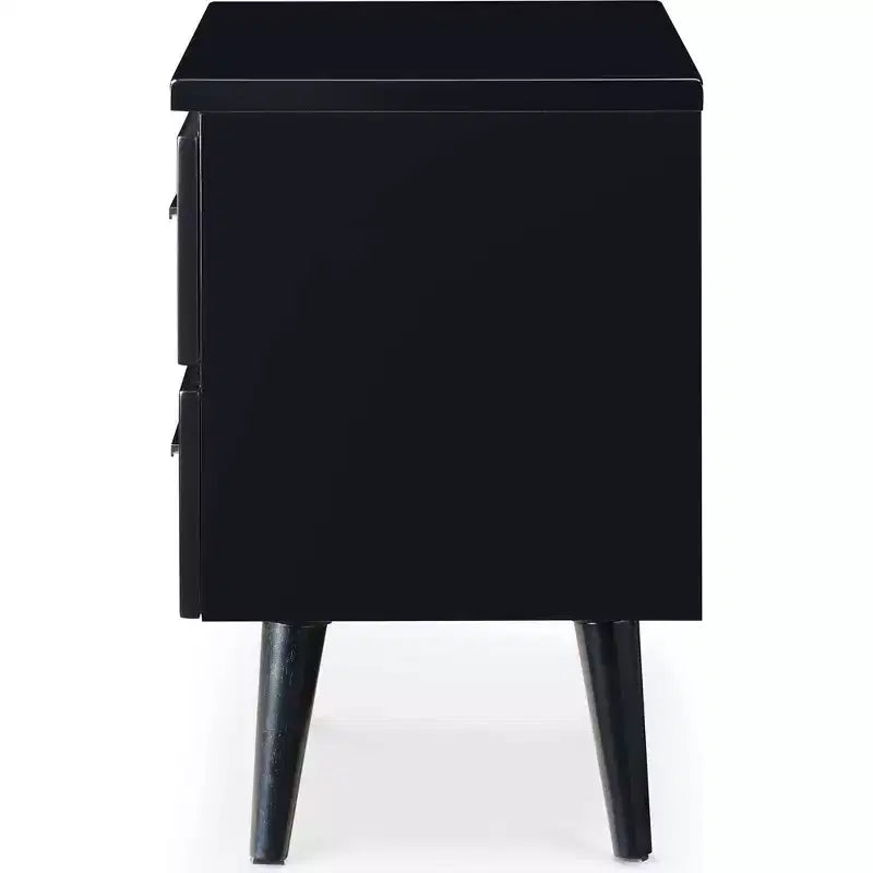 Table de chevet 2 tiroirs, Noir/Blanc, Rectangulaire, Individuel