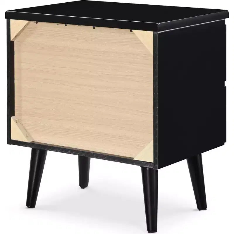 Table de chevet 2 tiroirs, Noir/Blanc, Rectangulaire, Individuel