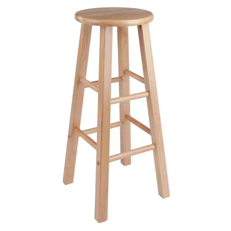Tabouret de bar rond en bois noir / sans dossier / 2 personnes - Lot de 2