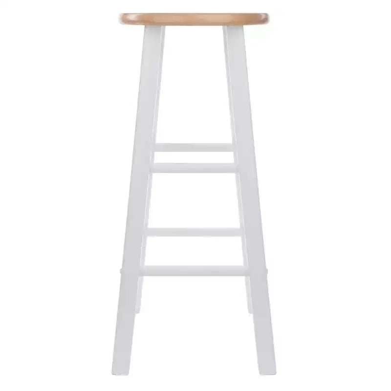 Tabouret de bar rond en bois noir / sans dossier / 2 personnes - Lot de 2