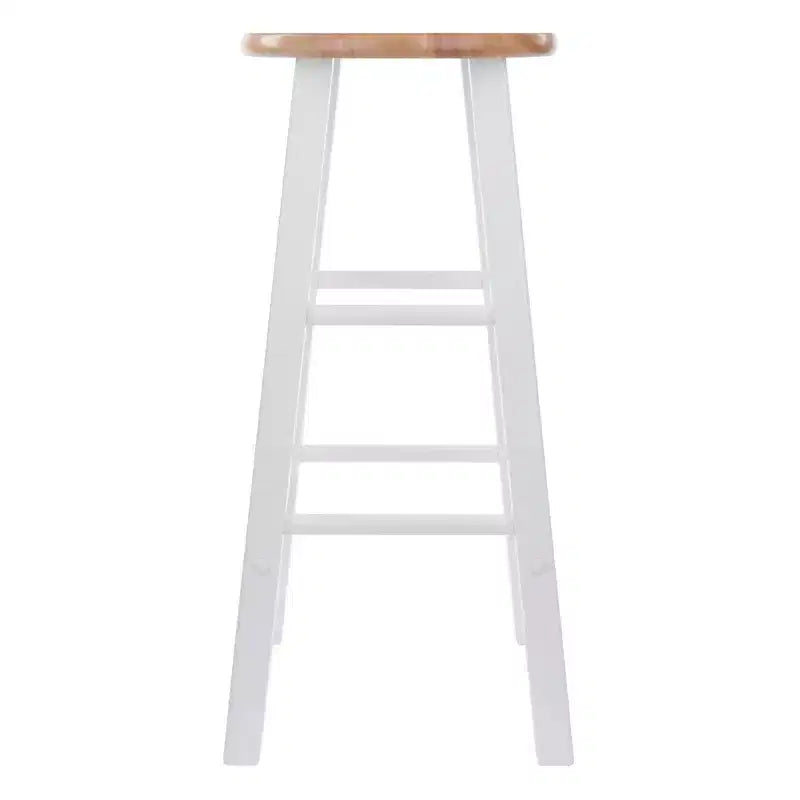 Tabouret de bar rond en bois noir / sans dossier / 2 personnes - Lot de 2