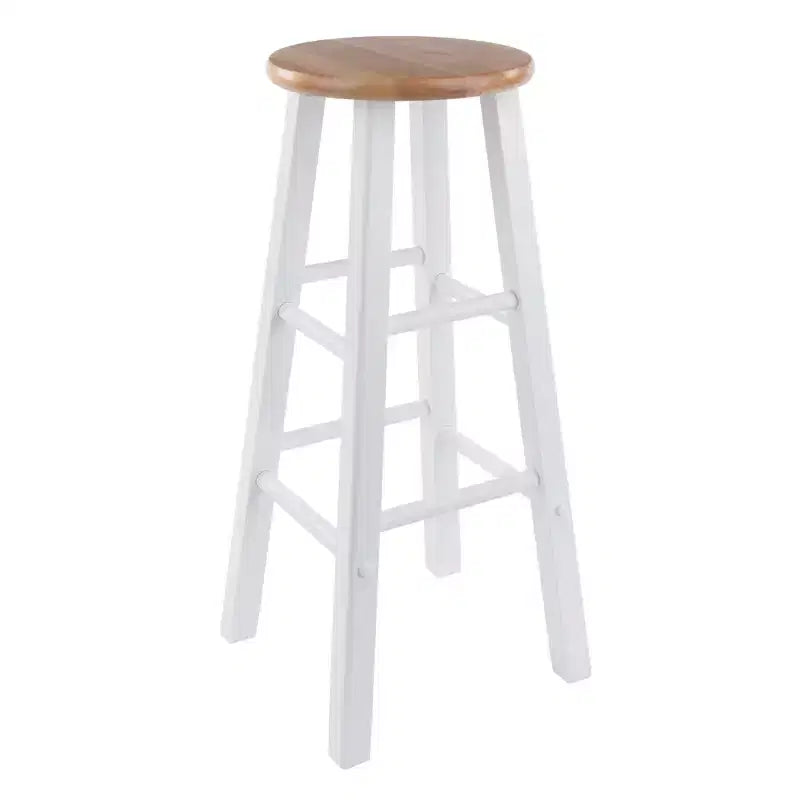 Tabouret de bar rond en bois noir / sans dossier / 2 personnes - Lot de 2