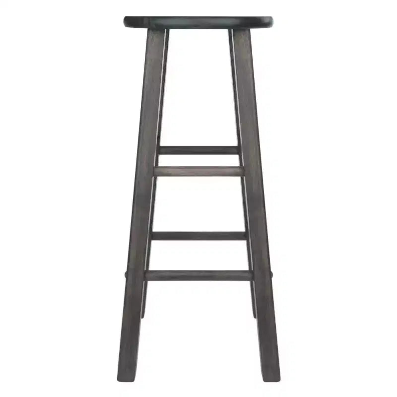 Tabouret de bar rond en bois noir / sans dossier / 2 personnes - Lot de 2