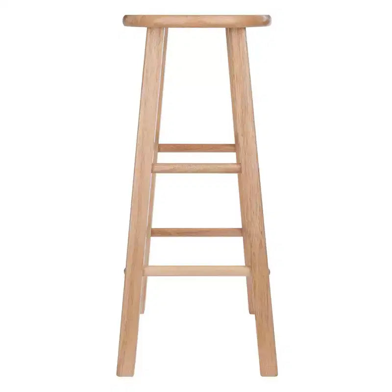 Tabouret de bar rond en bois noir / sans dossier / 2 personnes - Lot de 2