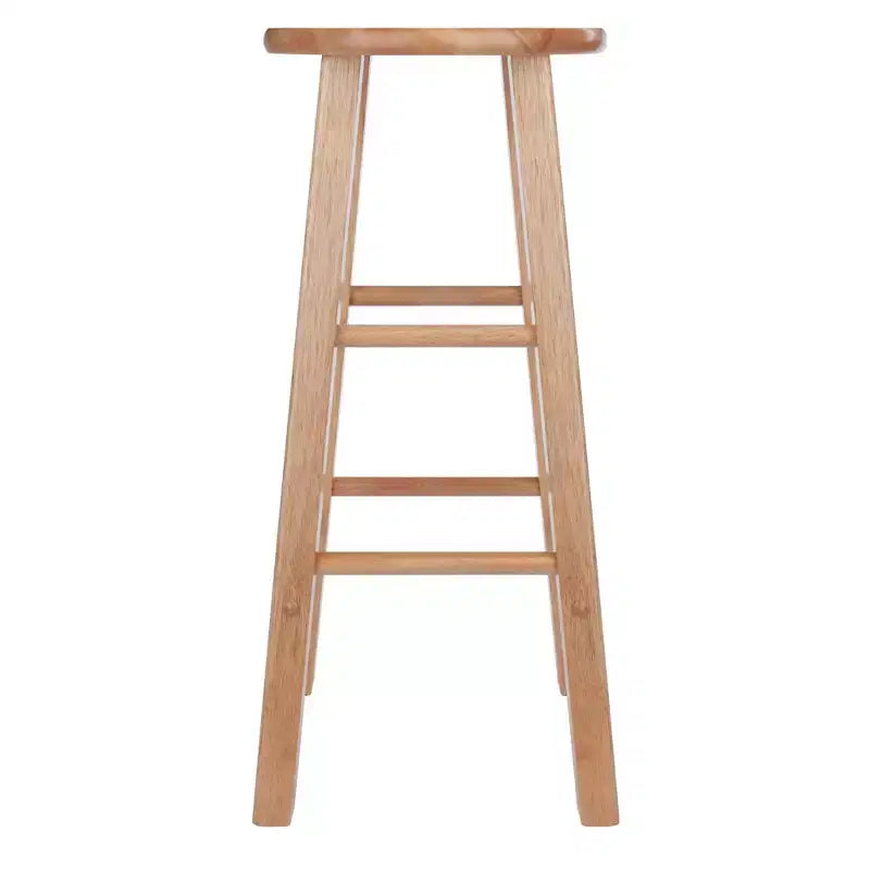 Tabouret de bar rond en bois noir / sans dossier / 2 personnes - Lot de 2
