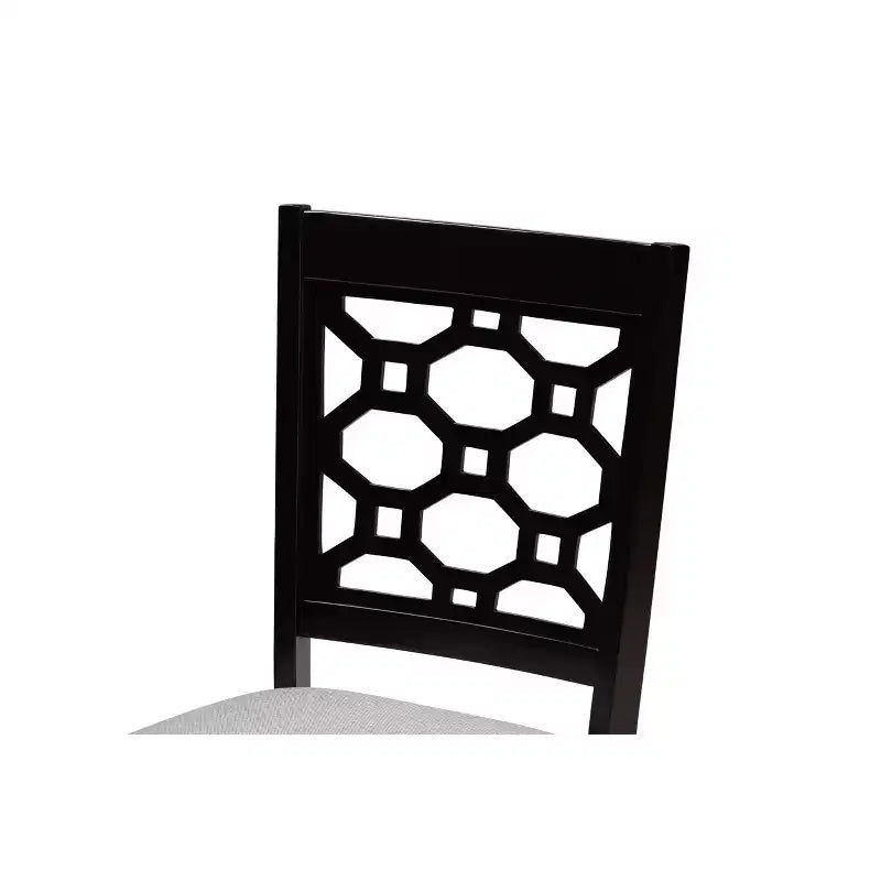 Chaise de salle à manger sans accoudoirs en tissu gris/marron foncé et bois, lot de 4