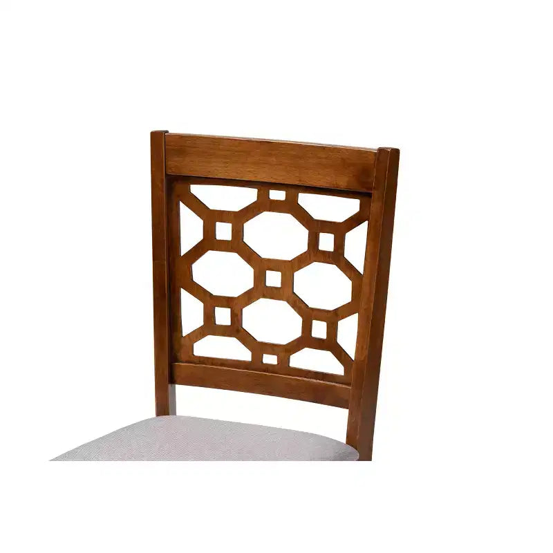 Chaise de salle à manger sans accoudoirs en tissu gris/marron foncé et bois, lot de 4