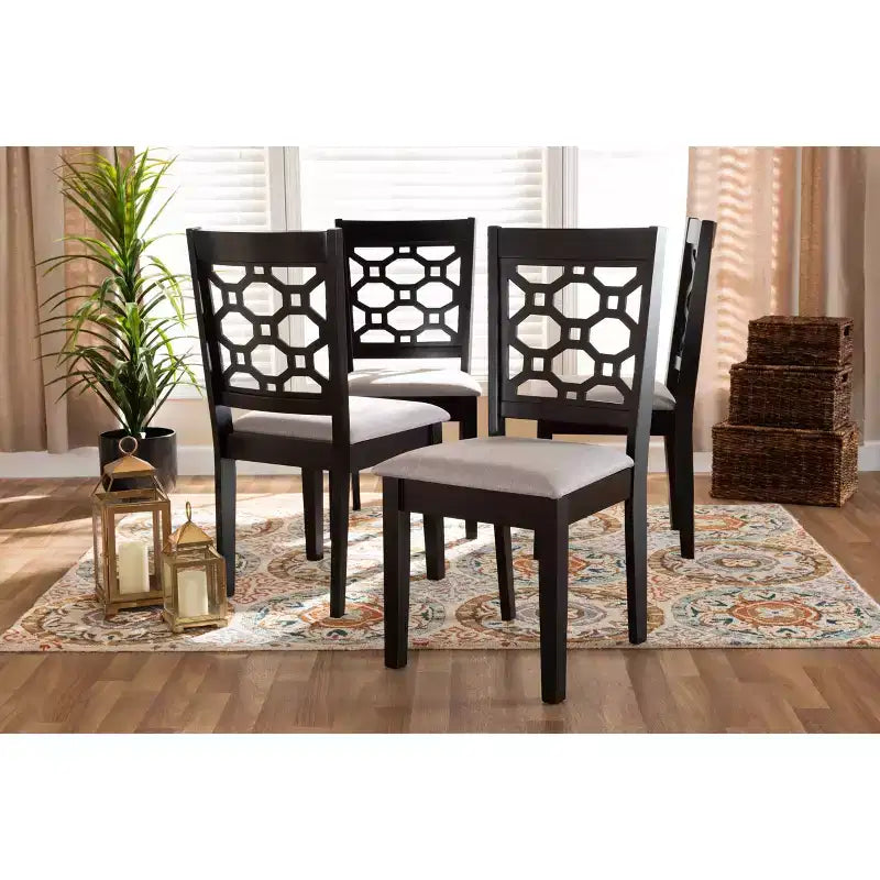 4pc Peter Fabric Upholstered and Wood Dining Chairs - Baxton Studio