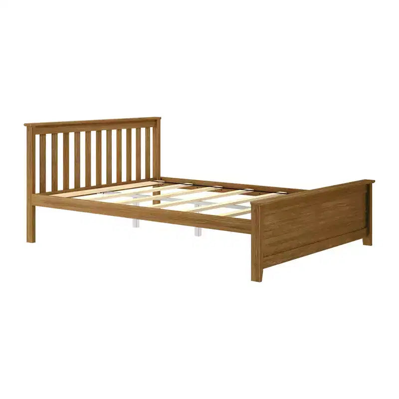 Cadre de lit Queen, Argile/Pacane/Noyer, Tête de lit à lattes, Style plateforme, Pour 1