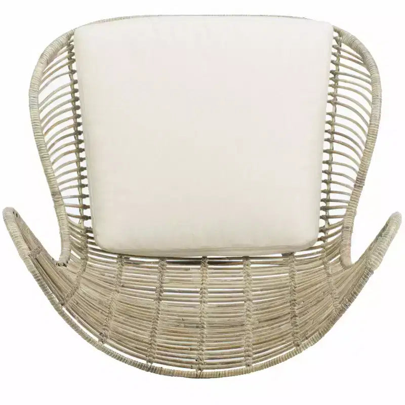 Fauteuil à oreilles en rotin blanc/gris, sans accoudoirs, 1 place