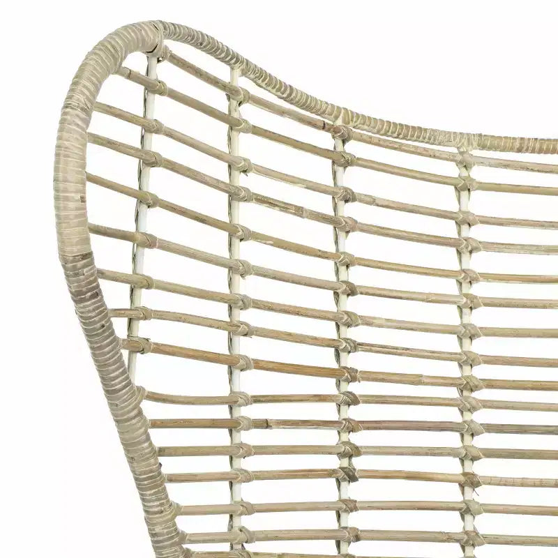 Fauteuil à oreilles en rotin blanc/gris, sans accoudoirs, 1 place