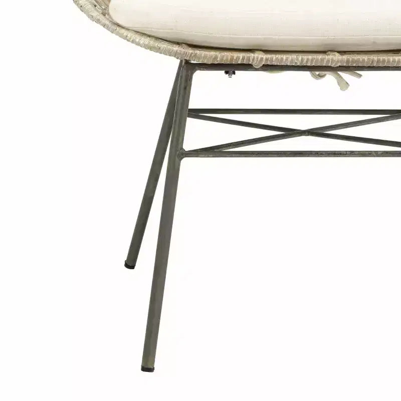 Fauteuil à oreilles en rotin blanc/gris, sans accoudoirs, 1 place